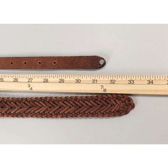 2 Leather Belt Talbot Chicos Womens Size Small Brown Plaited Skinny Bundle - Picture 14 of 15